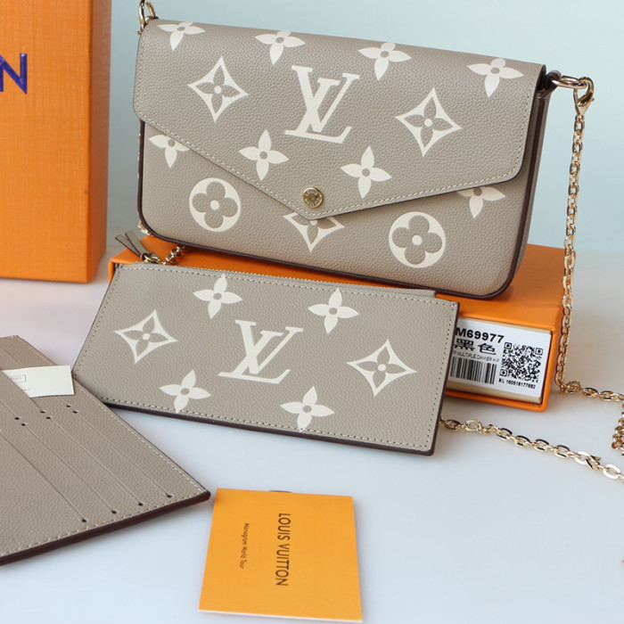 Louis Vuitton 21cm Printing Flower Embossing Grid Detachable Chain 3 in 1 Mobile Phone Wallet Designer Single Shoulder Crossbody Bags