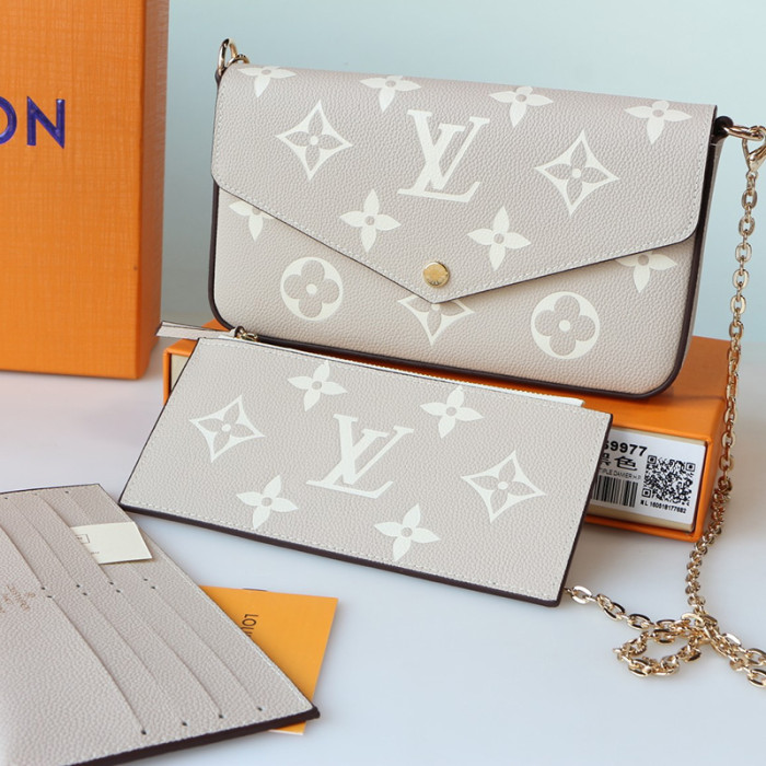 Louis Vuitton 21cm Printing Flower Embossing Grid Detachable Chain 3 in 1 Mobile Phone Wallet Designer Single Shoulder Crossbody Bags