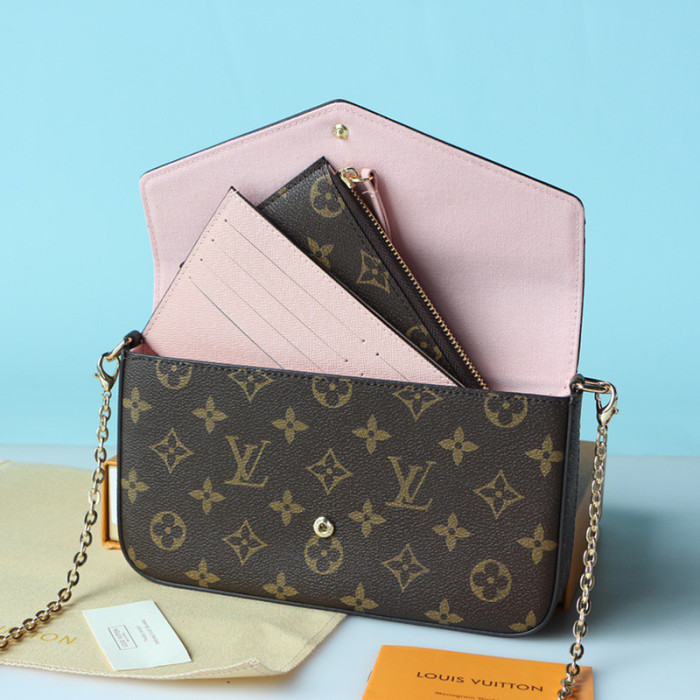 Louis Vuitton 21cm Printing Flower Embossing Grid Detachable Chain 3 in 1 Mobile Phone Wallet Designer Single Shoulder Crossbody Bags
