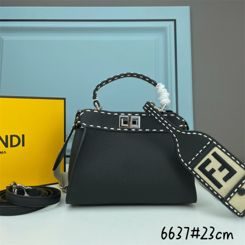Fendi 23cm Peekaboo Designer Luxury Handbags Purse Lychee Pattern Detachable Strap Crossbody Bags