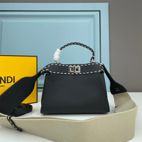 Fendi 23cm Peekaboo Designer Luxury Handbags Purse Lychee Pattern Detachable Strap Crossbody Bags
