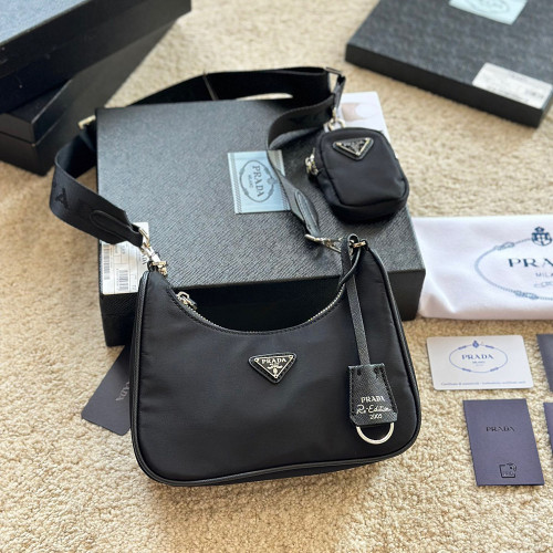 Prada 22cm 3 in 1 Nylon Hobo Designer Luxury Handbags Purse Waterprfoof Underarm Bag Crossbody Bag
