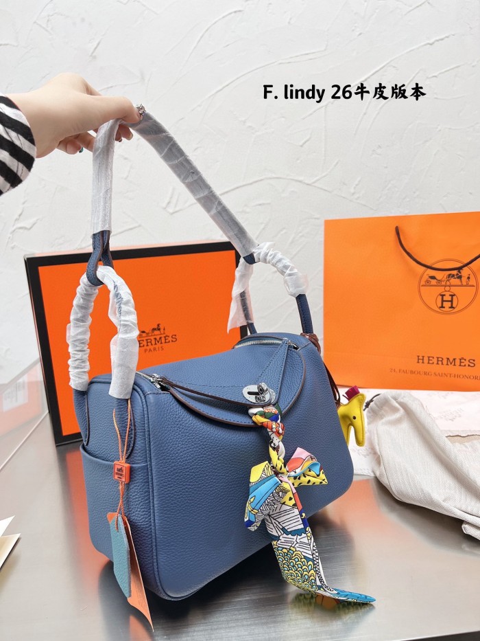 Hermes 19 26cm Lindy Classic Lychee Pattern Designer Luxury Handbags Purse Single Shoulder Cossbody Designer Pillow Bags No Box
