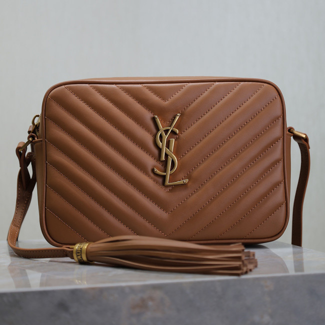 YSL 23cm Lou Classic V Shape Flap Camera Bag Tassel Single Shoulder Designer Crossbody Bags Square package No Box