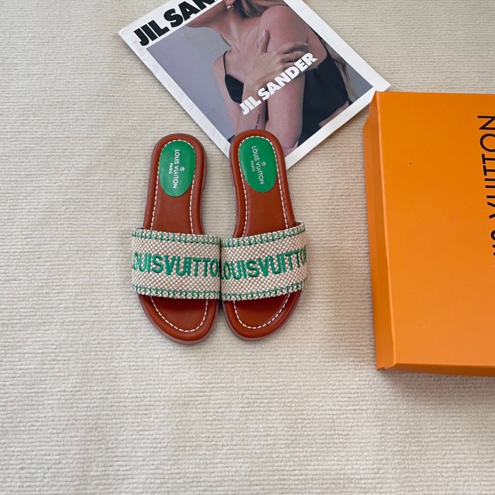 LV Louis Vuitton Luxury Designer Shoes Loafers Slipper Flat Outdoor Beach Slippers Women Shoes Household Sandals