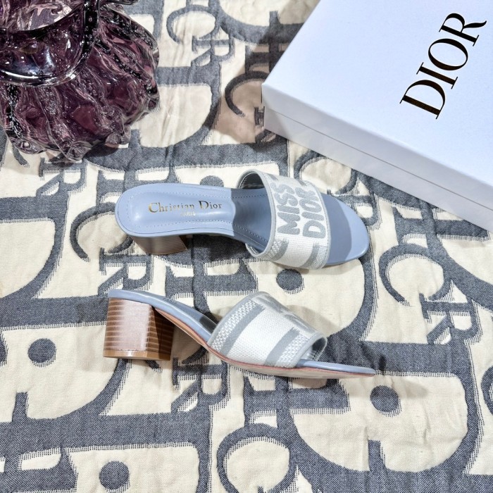 Dior Ladies Block Heel Slippers Luxury Designer Shoes Loafers Outdoor Beach Shoes Fashionable Sandals