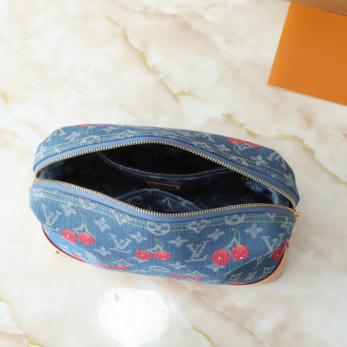 Louis vuitton 27cm Denim Designer Luxury Handbags Purse Monogram Cherry Cosmetic Bag