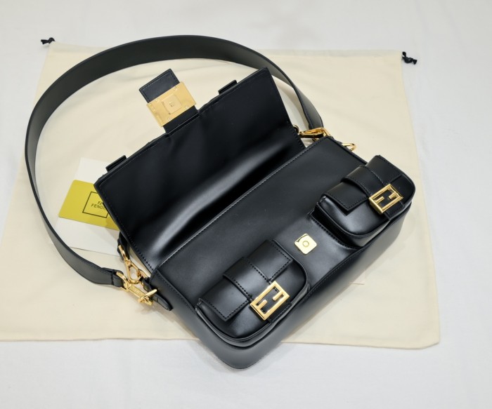 Fendi 27cm Baguette Series Designer Crossbody Bags FF Lock Designer Luxury Handbags Purse Detachable Shoulder Strap Single Shoulder Bag No Box