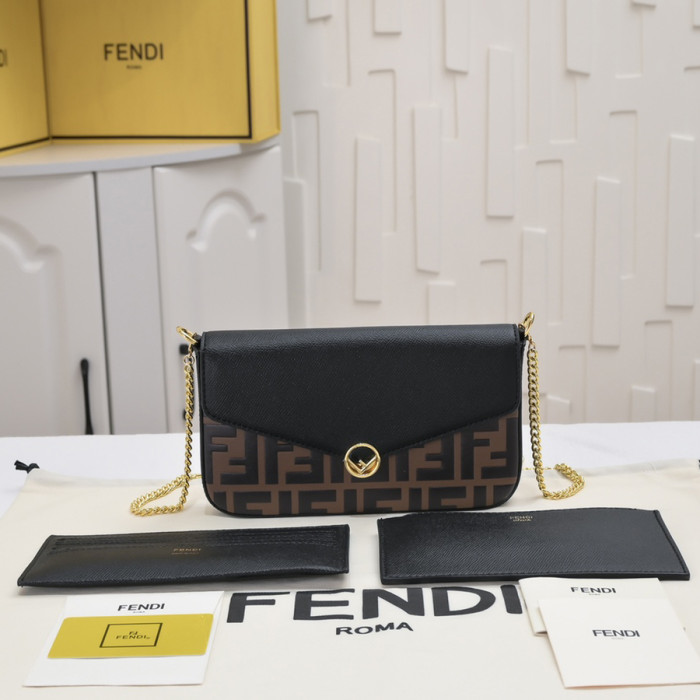 Fendi 21cm Embossing Detachable Chain 3 in 1 Mobile Phone Wallet Designer Single Shoulder Crossbody Bags
