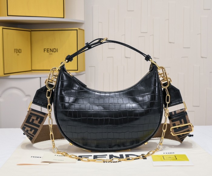 Fendi 16 29cm Fendigraphy Series Designer Crossbody Bags Hobo Crescent-Shaped Bag No Box