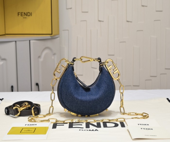 Fendi 16 29cm Fendigraphy Series Designer Crossbody Bags Hobo Crescent-Shaped Bag No Box