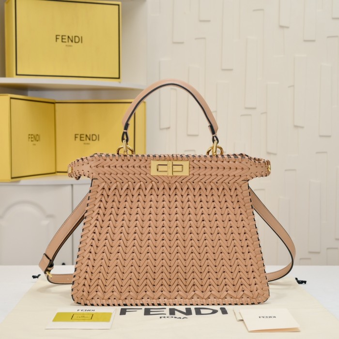 Fendi 27 32cm Weaving Peekaboo Designer Luxury Handbags Purse Detachable Strap Crossbody Bags No Box