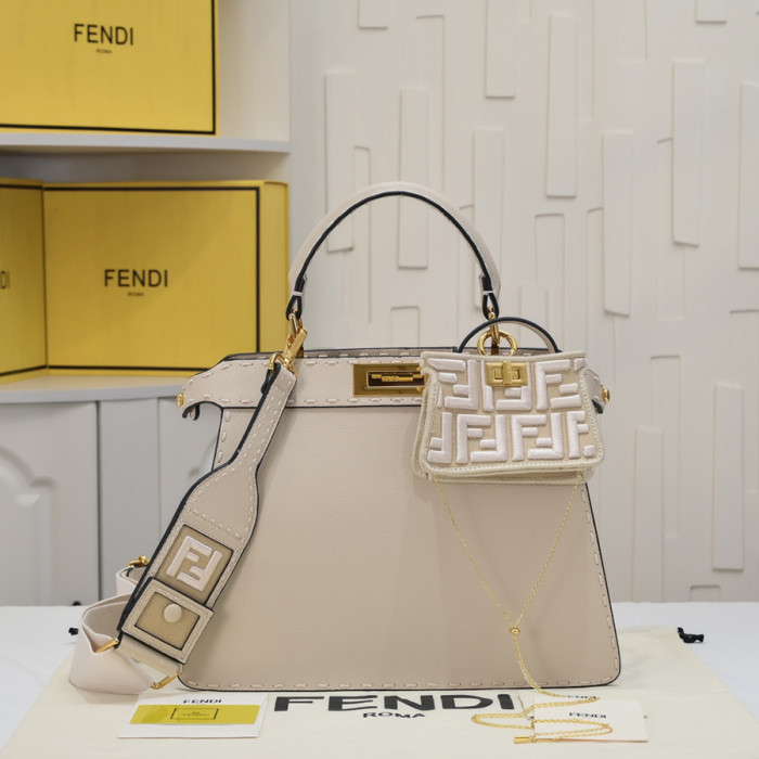 Fendi 23 33cm Peekaboo Designer Luxury Handbags Purse Detachable Strap Crossbody Bags No Box