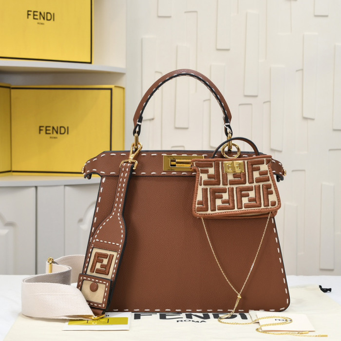 Fendi 23 33cm Peekaboo Designer Luxury Handbags Purse Detachable Strap Crossbody Bags No Box