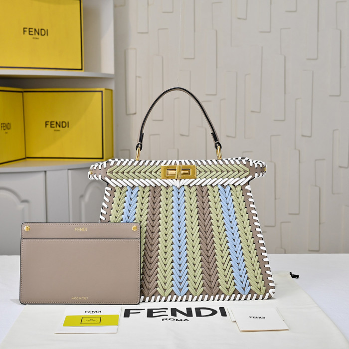 Fendi 33cm Weaving Peekaboo Designer Luxury Handbags Purse Detachable Strap Crossbody Bags No Box