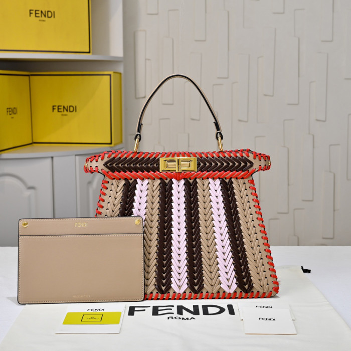 Fendi 33cm Weaving Peekaboo Designer Luxury Handbags Purse Detachable Strap Crossbody Bags No Box