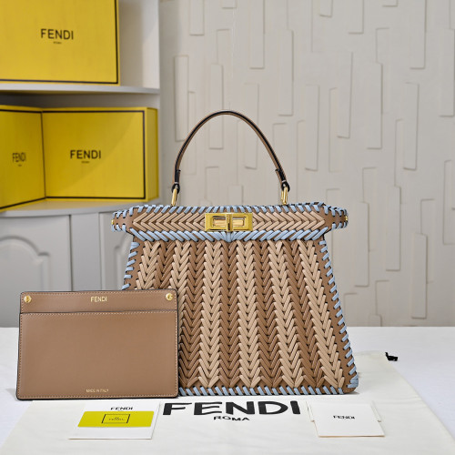 Fendi 33cm Weaving Peekaboo Designer Luxury Handbags Purse Detachable Strap Crossbody Bags No Box