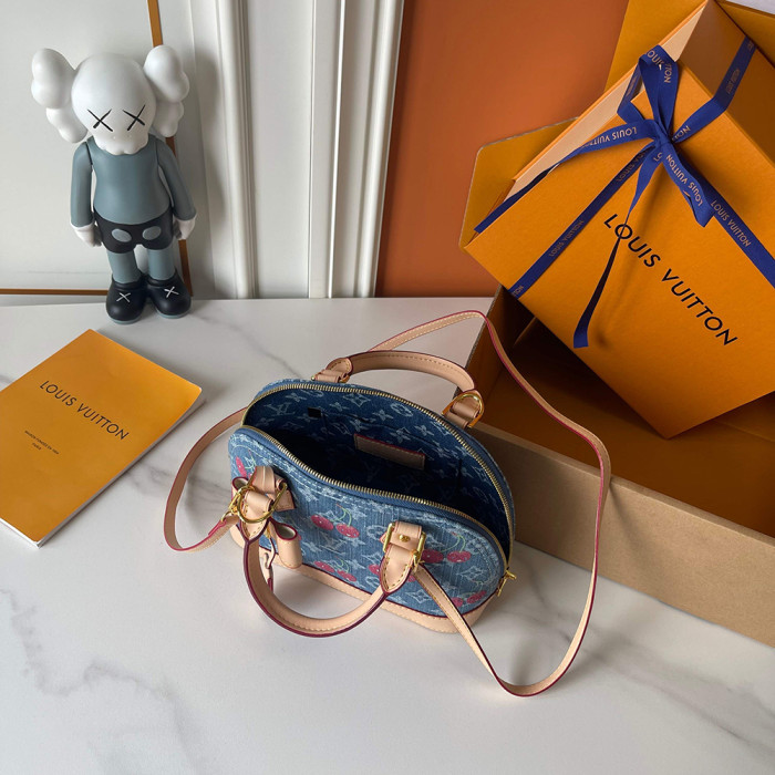 Louis vuitton 25cm Denim Cherry Alma BB Designer Crossbody Bags Printing Flower Luxury Handbags Purse Shell PackageNo Box