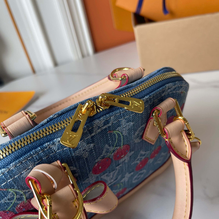 Louis vuitton 25cm Denim Cherry Alma BB Designer Crossbody Bags Printing Flower Luxury Handbags Purse Shell PackageNo Box