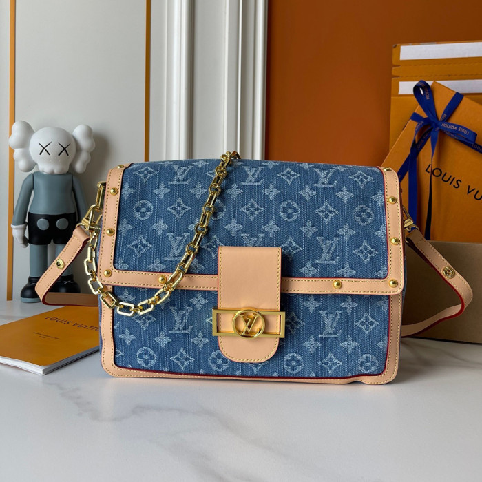 Louis Vuitton 28cm Dauphine Soft GM Designer Crossbody Bags Printing Flower Designer Luxury Handbags Purse No Box