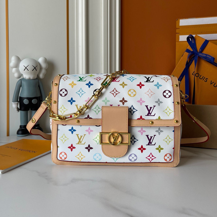 Louis Vuitton 28cm Dauphine Soft GM Designer Crossbody Bags Printing Flower Designer Luxury Handbags Purse No Box