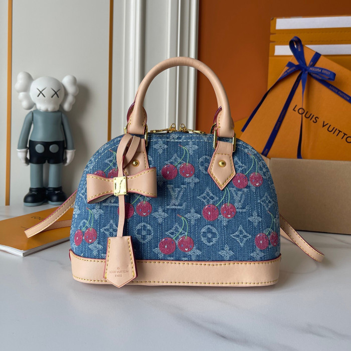 Louis vuitton 25cm Denim Cherry Alma BB Designer Crossbody Bags Printing Flower Luxury Handbags Purse Shell PackageNo Box