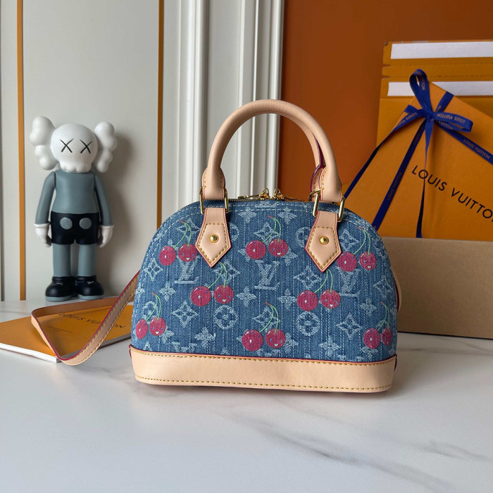 Louis vuitton 25cm Denim Cherry Alma BB Designer Crossbody Bags Printing Flower Luxury Handbags Purse Shell PackageNo Box
