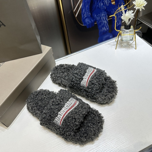 Balenciaga Women Woolen Designer Slippers Flat Sandals Winter Indoor Designer Shoes Size 35 To 40