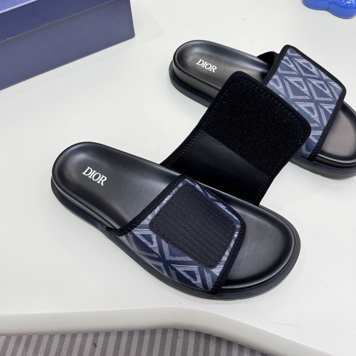 Dior Lover Embroidery Flat Sandals Slides Designer Slippers  Sketch Thick Soles Leopard Grain Outdoor Beach Slipper Shoes
