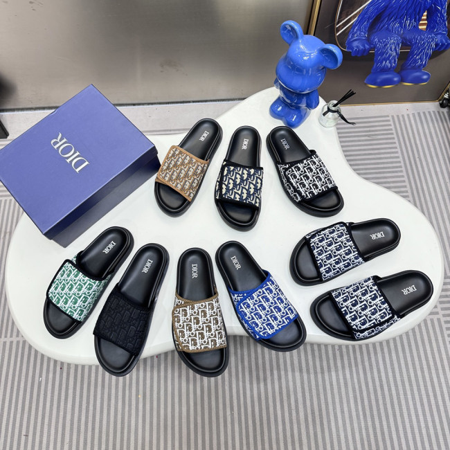 Dior Lover Embroidery Flat Sandals Slides Designer Slippers  Sketch Thick Soles Outdoor Beach Slipper Shoes