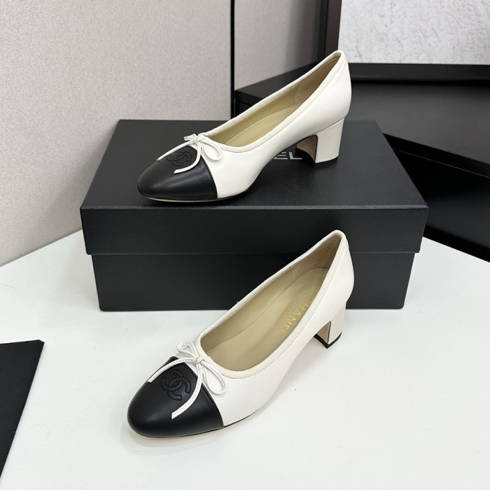 Chanel Thick Heel Ballerina Flats Luxury Designer Shoes Classic Silk Satin Lambskin Ballet Flats