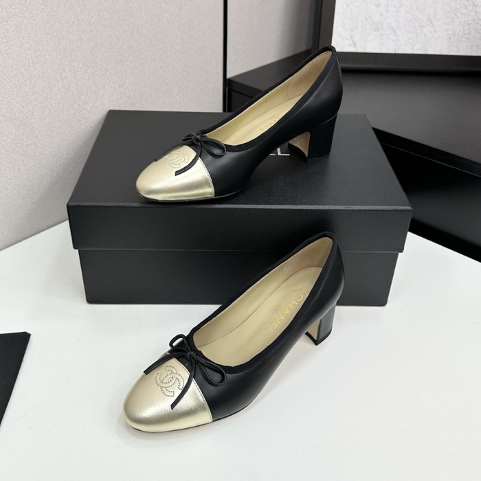 Chanel Block Heel Ballet Flats Luxury Designer Shoes Classic Silk Satin Lambskin Ballet Flats