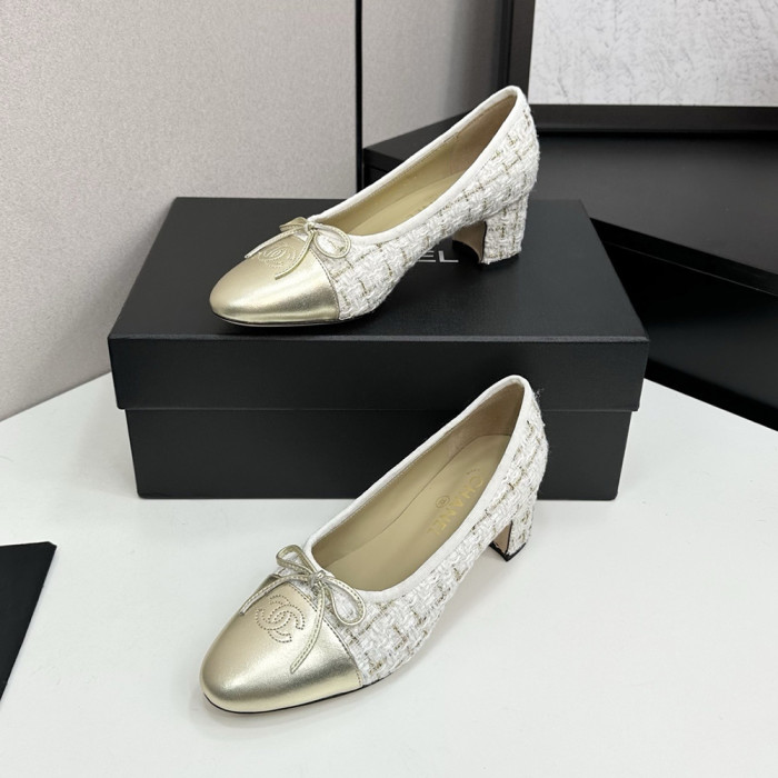 Chanel Block Heel Ballet Flats Luxury Designer Shoes Classic Silk Satin Lambskin Ballet Flats