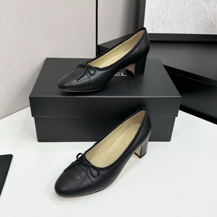 Chanel Block Heel Ballet Flats Luxury Designer Shoes Classic Silk Satin Lambskin Ballet Flats