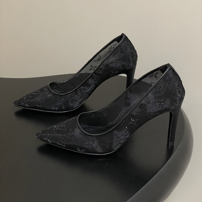 Louis Vuitton LV GALA Heeled Pumps Luxury Designer Shoes Mesh Pointed Flat Shoes