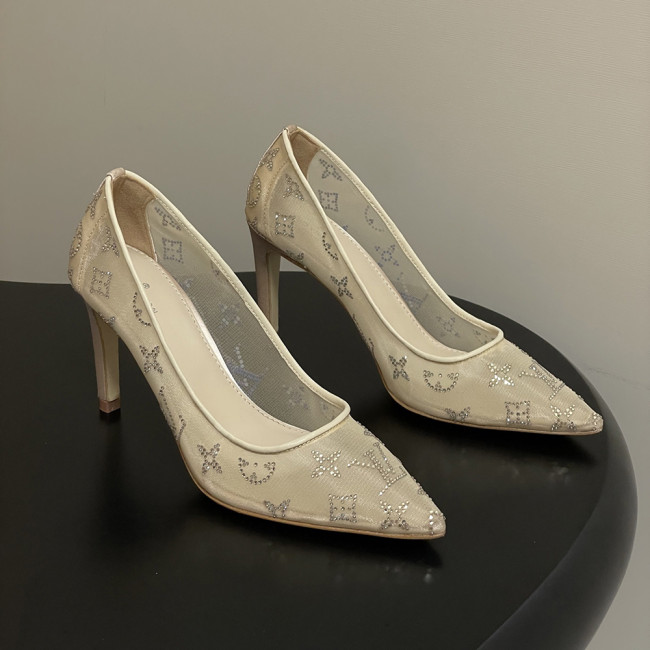 Louis Vuitton LV GALA Heeled Pumps Luxury Designer Shoes Mesh Pointed Flat Shoes