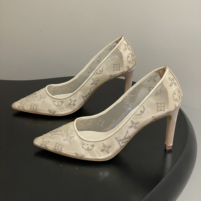 Louis Vuitton LV GALA Heeled Pumps Luxury Designer Shoes Mesh Pointed Flat Shoes