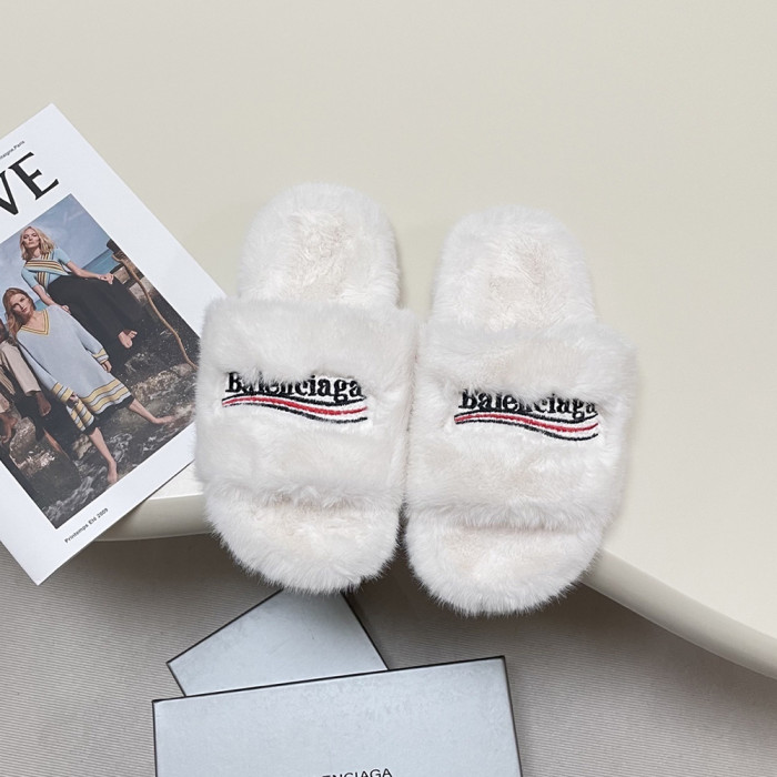 Balenciaga Women Leopard Print Woolen Designer Slippers Flat Sandals Winter Indoor Designer Shoes Size 35 To 40