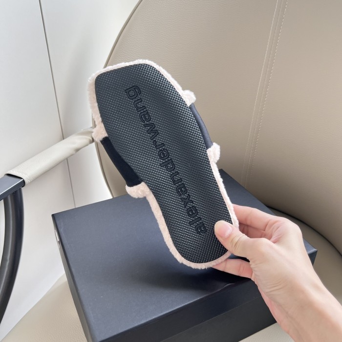 Alexander Wang Women Woolen Designer Slippers Flat Sandals Winter Indoor Designer Shoes Size 35 To 40