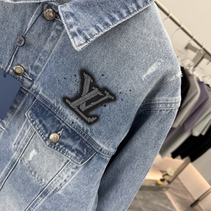 Louis Vuitton Clothes 2025 Denim Coats Trendy Distressed Jean Jackets for Lover Casual Matching Outwear Street Style