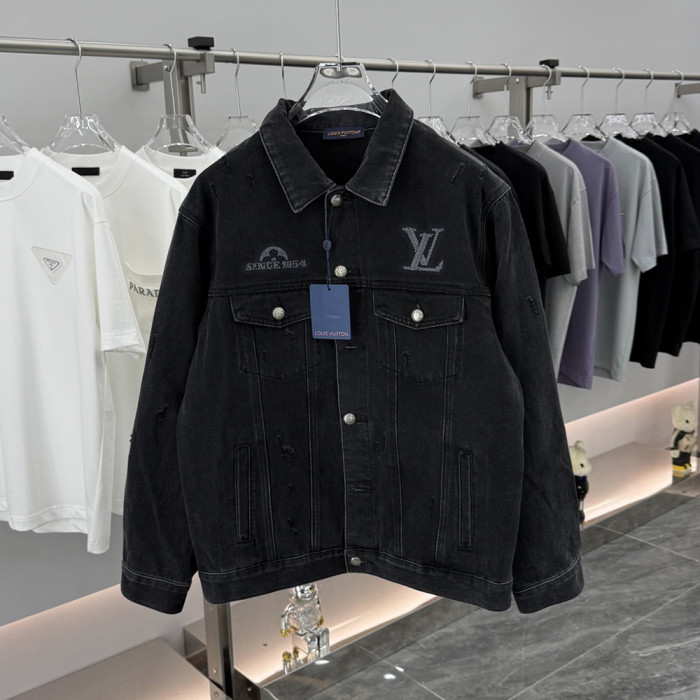 Louis Vuitton Clothes 2025 Denim Coats Trendy Distressed Jean Jackets for Lover Casual Matching Outwear Street Style