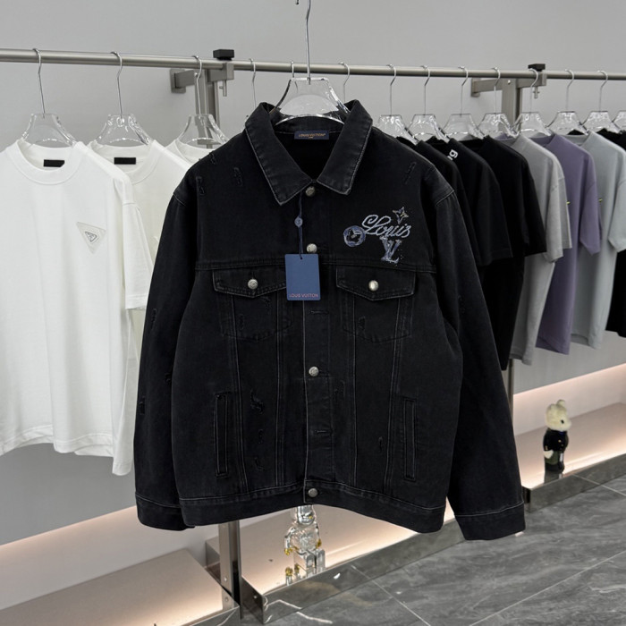 Louis Vuitton Clothes 2025 Denim Coats Trendy Distressed Jean Jackets for Lover Casual Matching Outwear Street Style