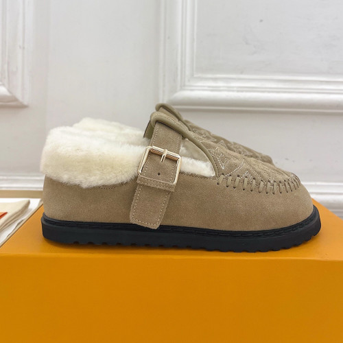 Louis Vuitton LV Women Woolen Designer Shoes Flat Winter Mary Janes Shoes Size 35 To 41