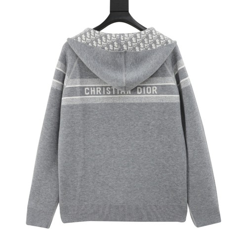 Dior 2025 Luxury Designer Clothes For Lover Couple Double Sided Knit Hooded Jackets Loose Zip Up Outerwear No Box