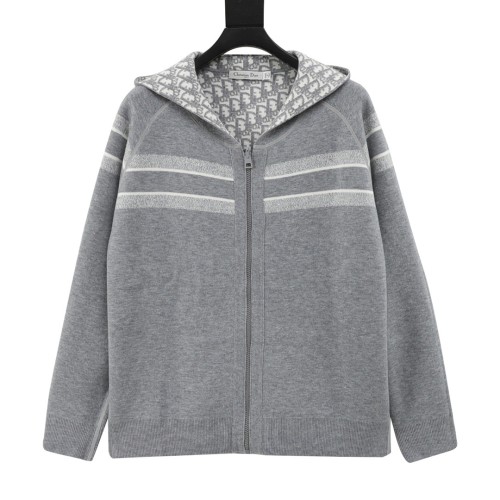 Dior 2025 Luxury Designer Clothes For Lover Couple Double Sided Knit Hooded Jackets Loose Zip Up Outerwear No Box