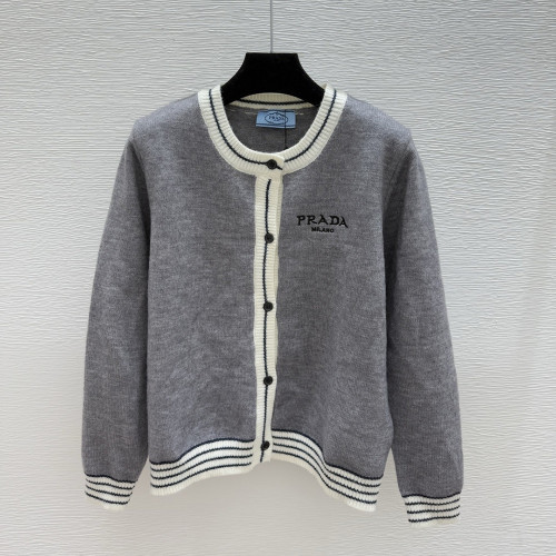 Prada Luxury Designer Clothes For Women Knit Jackets Round Neck Cardigan Sweater Outerwear No Box