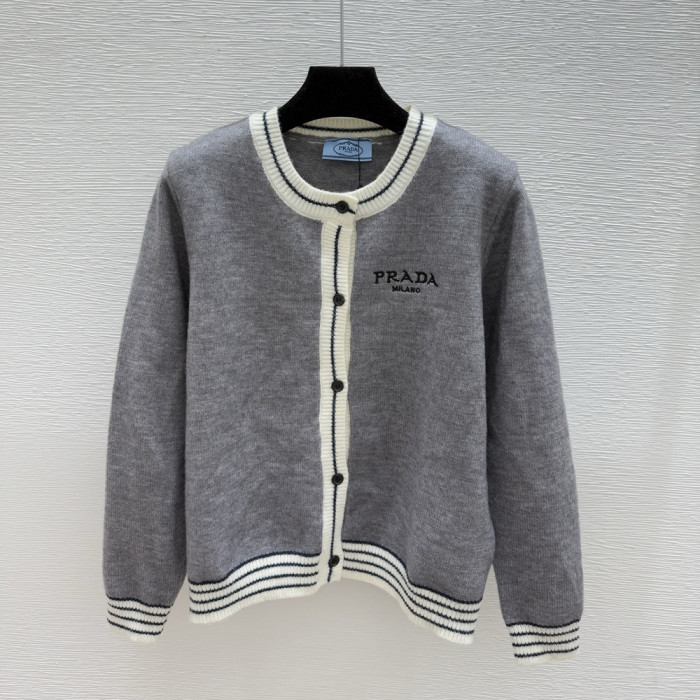 Prada Luxury Designer Clothes For Women Knit Jackets Round Neck Cardigan Sweater Outerwear No Box