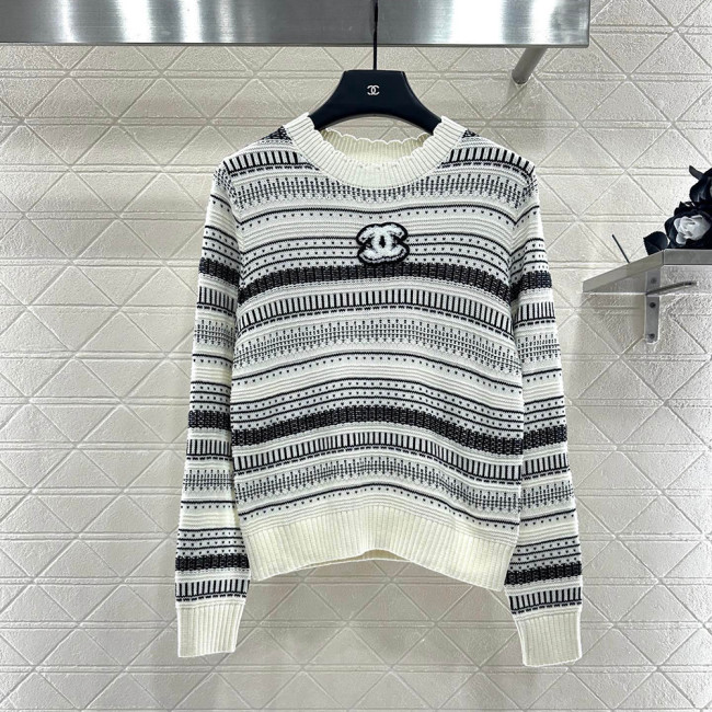 Chanel Luxury Designer Clothes For Women Round Neck Pullover Knit Long Sleeve Sweater No Box