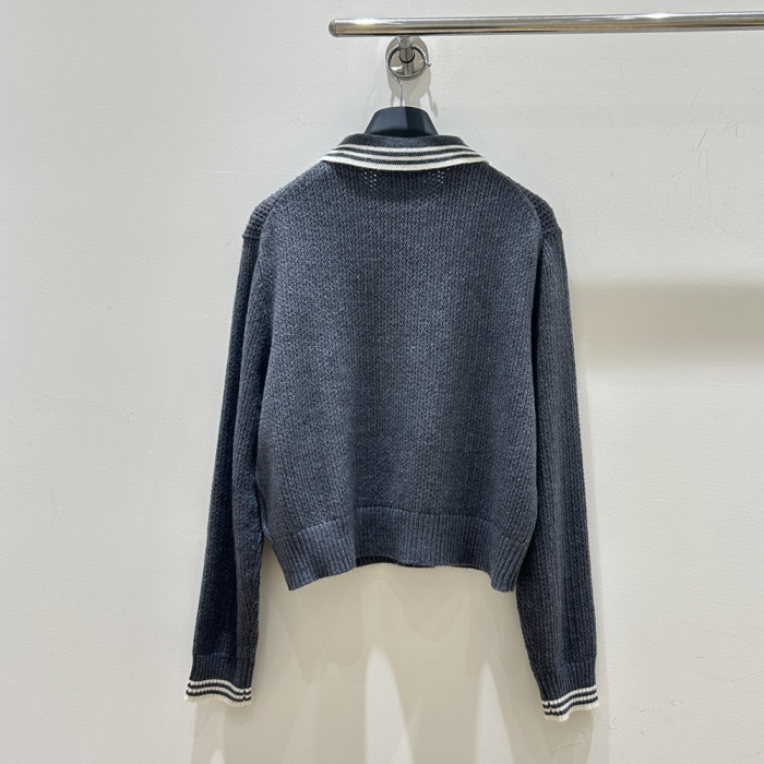 MiuMiu 2025 Luxury Designer Clothes For Women Slip-on Polo Knit Sweater Knit Mini Skirt Sweatsuit Set No Box