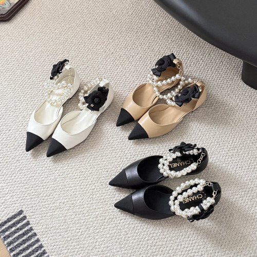 Chanel Low-Heeled Pearl Pumps Luxury Designer Shoes Classic Everyday Flat Shoes